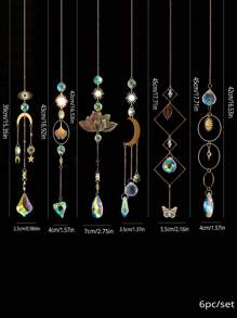 1PC/6PCS Artificial Crystal Wind Chime Pendant, Star Moon Lotus Sun Prism Ball Light Catcher, Home Room Decoration, Window Light Collection Pendant, Outdoor Wedding Party Supplies Rama Decoration,Home Decor ,Room Decor,Wall Decor Gifts Birthday Graduation E-I-D