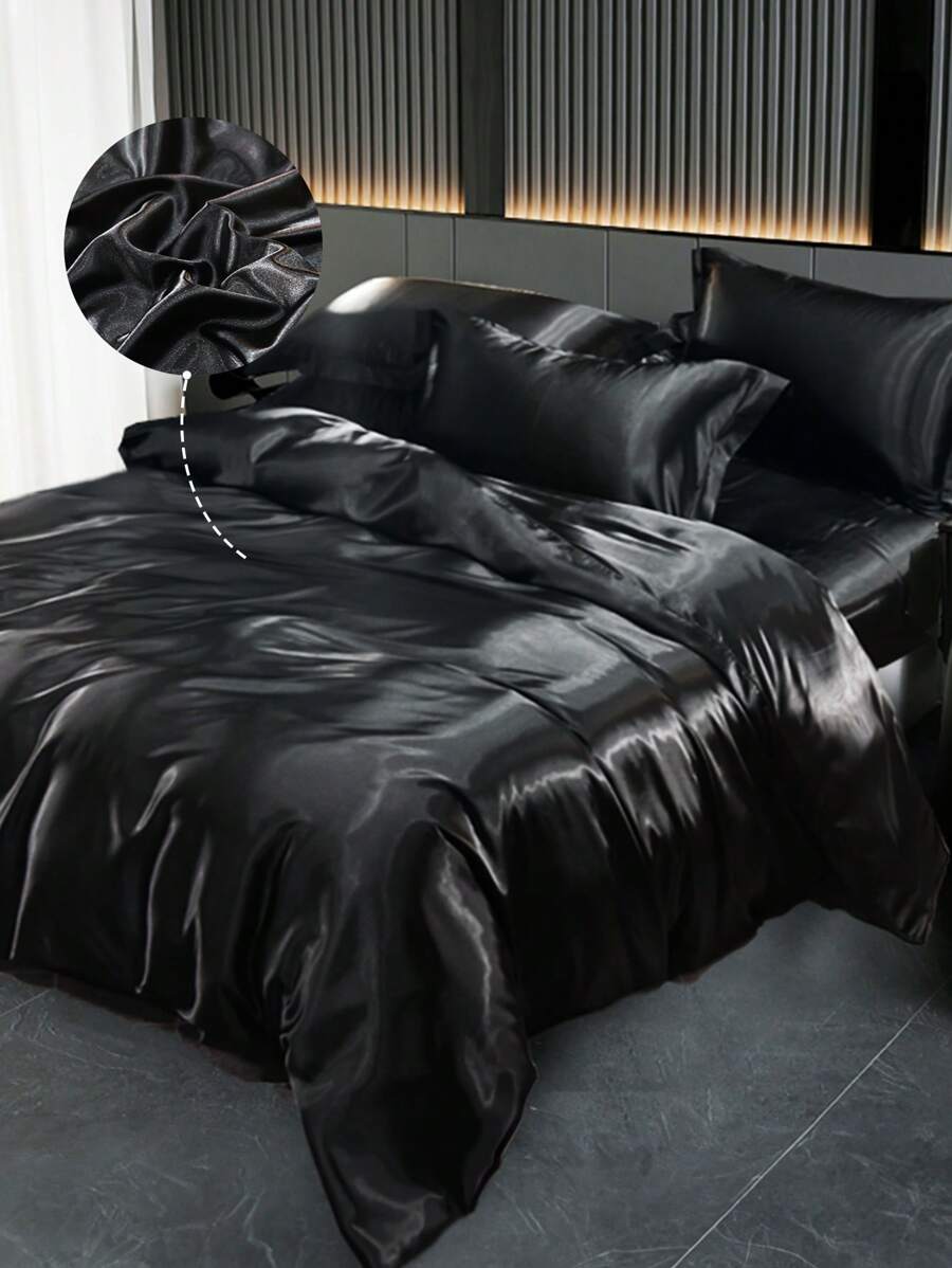 2/3件套纯色被套套装,床上用品套装,时尚简约被套,拉链封口,四角系带,柔软透气的超细纤维被套,轻盈丝滑,是复活节、母亲节、节日礼物的理想之选,四季皆宜,床上用品套装,柔软舒适的被套,家居装饰,提供单人/双人/特大号尺寸,包含1个被套和1/2个枕套。 - 黑色 - 查看 1