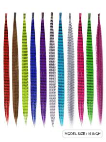 16 Inch Rainbow Synthetic Hair Multi Color Feather Hair Extensions 10 Set For Holiday Party Leopard Feather Hair Extensions - Multicolor - View 4