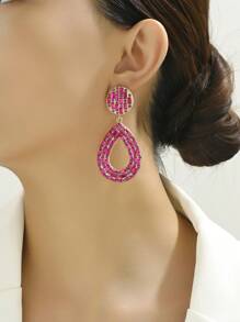 1 对时尚简约几何心形吊坠耳环，适合女士，流行热粉色和绿色，个性珠宝，适合节日派对正式舞会配饰，女士和情侣礼物 - 彩色 - 查看 12