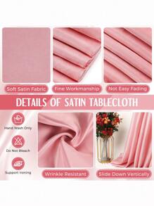 1 khăn trải bàn hình chữ nhật, khăn trải bàn bằng vải satin không phai màu, thích hợp cho tiệc cưới, tiệc cưới cao cấp, trang trí tiệc nhà hàng - vàng hồng - Xem 2