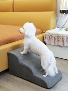 宠物楼梯，防滑柔软可拆卸可洗狗台阶，适用于床、沙发、长沙发和坡道梯，为客厅和卧室里的老年犬提供帮助 - 灰色 - 查看 14