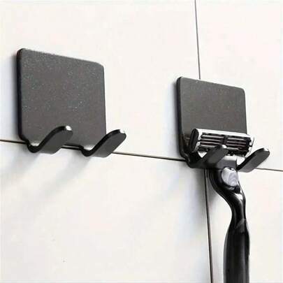 PP Punch-Free Shaver Wall Hook,Razor Holder For Shower, Razor Holder Hooks, Waterproof Self-Adhesive Shaver Holder Hanger Hooks For Bathroom Kitchen To Organize Loofah Robe Towel Plug