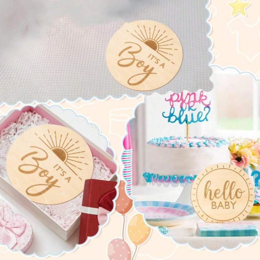 1 Tấm gỗ đánh dấu mốc quan trọng của bé, Đạo cụ chụp ảnh trẻ sơ sinh hấp dẫn, Đánh dấu tháng sinh nhật, Quà tặng lễ Phục sinh cho bé gái/bé trai - Màu gỗ - Xem 1