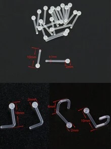30pcs Simple Casual Transparent Post Nose Studs