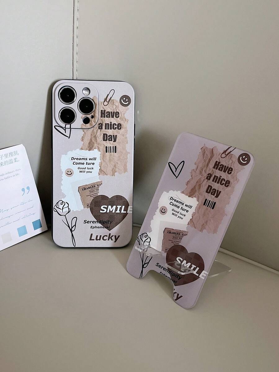 标语 1 套包括：1 个哑光防摔手机壳和 1 个桌面手机支架背板，兼容 iPhone 手机 - 彩色 - 查看 1