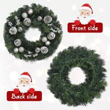 Handmade 16 Inch Pine Needle Wreath With Pinecones And Sliver Accents With LED Lights For Perfect Holiday Decoration For Front Door Fireplace Wall Xmas Party Decorations