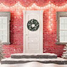 Handmade 16 Inch Pine Needle Wreath With Pinecones And Sliver Accents With LED Lights For Perfect Holiday Decoration For Front Door Fireplace Wall Xmas Party Decorations