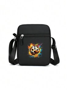 A Casual And Versatile Sports, Football Basketball Crossbody Bag With Colorful Splash Prints. Zippered Square Made Of Nylon, A Coin Purse That Can Be Worn On The Shoulder. Suitable Teen To Use In Daily Life, Going Out, Traveling, School Shopping. Birthday, Christmas, Back-To-School Gifts. Prints Are Randomly Placed. - Multicolor - View 8
