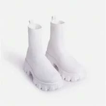 Women Boots White Platform Boots For Winter Autumn Botas Femininas Socks Ankle Boots Platform Shoes Women Heels - 白色 - 查看 1