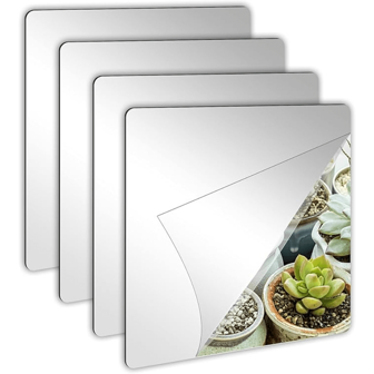 4 Packs Self Adhesive Acrylic Mirror, Mirror Tiles,Flexible Plastic Mirror Sheets Wall Stickers,Frameless Small Mirror,Minimalist Home Decor, Modern Stickers, Gift, Living Room Decor, Home Bedroom Refresh,Kichen Ideas, Bathroom Decor,Stickers,Wall Decal,Vinly Decal For Home Decorations,Spring Decoration Items Refesh Your Home,Rama Decoration Stickers Gifts Birthday Graduation