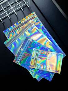 100pcs/Set Rainbow Laser Film Self-Sealing Bags Jewelry Ornaments Packaging Bags Gift Packaging Self-Sealing Bags