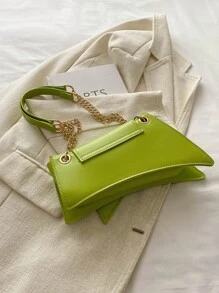 Fashionable Green Unique Shaped Chain Shoulder Bag