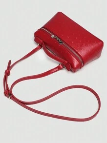 1 peça Bolsa de ombro quadrada de PU com grãos de avestruz de cor sólida, bolsa pequena para mulheres, adequada para combinação elegante diária e viagens
