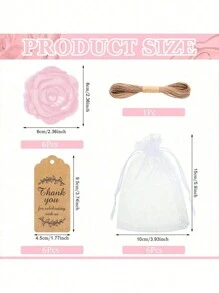 18 件/套，新娘送礼会礼品玫瑰设计镜子塑料化妆镜新娘感谢卡配纱袋婚礼派对礼物伴娘礼物送给客人新娘派对用品 - 淺粉色 - 查看 6