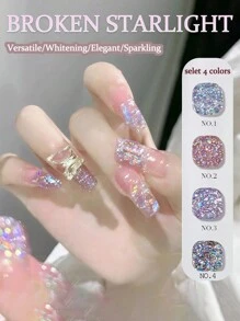 MISS SHAKA 10ml Gel Nail Polish Nail Art Pink Blue Explosion Flash Glitter Star Chasing Month By Month Flash Platinum Gel Nail Polish 2025 New Autumn And Winter Online Red Popular Whitening Nail Shop Exclusive For Women & Girl Holiday Gift.