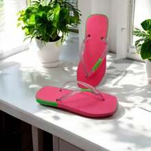 Personalized Women's Flip Flops In Glitter New Beach Fashion - Trắng/Hồng - Xem 5