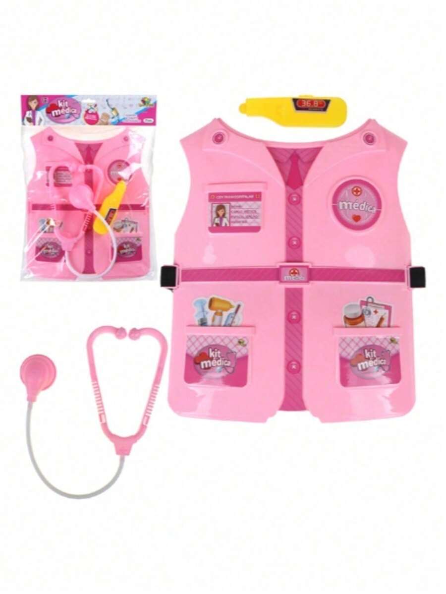 Toy Kit Builder/ Doctor / Police Boy / Girl Vest Boy + Accessories - Hồng - Xem 1