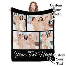 1pc Custom Blanket , Customization Blankets With Images And Text,Personalized Soft Cozy Blankets, Personalized Gift,Custom Gift Blanket - Multicolor - View 9