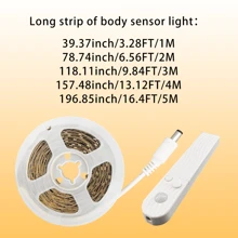1 pezzo di luce a striscia LED flessibile con sensore di movimento intelligente, alimentata a batteria o tramite USB, con luce bianca calda/bianca fredda opzionale, adatta per scale, ingressi, armadi, sale studio, camere da letto (batterie non incluse).