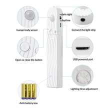 1 pezzo di luce a striscia LED flessibile con sensore di movimento intelligente, alimentata a batteria o tramite USB, con luce bianca calda/bianca fredda opzionale, adatta per scale, ingressi, armadi, sale studio, camere da letto (batterie non incluse).