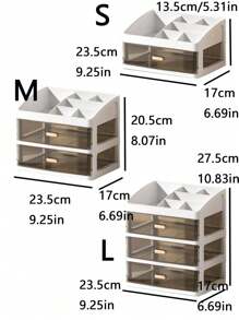 1 hộp đựng đồ trang điểm nhiều lớp, hộp đựng mỹ phẩm để bàn có ngăn kéo, hộp đựng đồ trang điểm nhẹ và sang trọng - màu đen - Xem 5