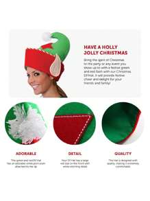 I LOVE FANCY DRESS Christmas Hats Xmas Party Festive Headwear Funny Novelty Christmas Dinner Costume Accessory Santa Hat For Adults & Kids, Funny Hats For Xmas Parties & Dinners - Christmas Accessories, Snowman, Tree, Santa Fancy Dress Xmas Hats - Plush Hat with Ears - View 3