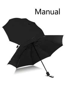 1pc Fully Automatic 8 Ribs Black Umbrella, Windproof Sun Protection Umbrella, UV Blocking Reverse Folding Compact Umbrella, Business Umbrella For One Person (Fabric Cover, Rib Color, And English Letter Pattern Design Randomly Assorted) For School,Office,Household,Travel, Back To School Supplies