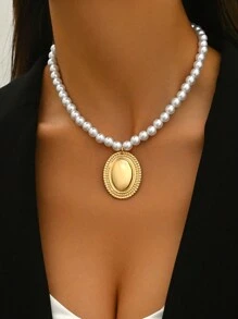 1 件时尚简约精致小众设计优雅珍珠吊坠项链，适合女性日常佩戴 - 刺刺愛心 - 查看 8