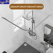 1pc Natural Color Curved Shower Curtain Rod, Suitable For Corner Installation, Space-Saving Curved Design, Bathroom Curtain Rod, With Holes & No Drill Installation, Curtain Rod, Shower Curtain Rod, Suitable For Light Weight Curtain Home Bathroom Decor Fall Decor Bathroom Accessories Back To School