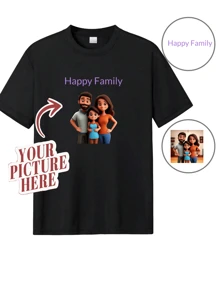 Camiseta casual holgada de cuello redondo personalizada y cómoda para hombre con diseño gráfico. Personalizable con tu propia foto y texto/logotipo para parejas, familias, mascotas, regalos, disfraces únicos para hombres, cápsula de armario, estilo básico/urbano. Regalos ideales para él, novio, familia, amigos, cumpleaños, vacaciones/días festivos, escuela/competiciones, deportes/escalada, camisas de verano
