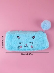 1/2 Stück süße Katze Plüsch Federtasche Mädchen Federmäppchen Kawaii Schreibwaren Großraum Federmäppchen Federmäppchen Kosmetiktasche Aufbewahrungstasche, Federtasche, Schultasche