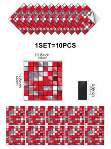10 片自粘可剥离 DIY 马赛克瓷砖 PVC 水晶膜，切割和组装，用于美化橱柜、餐桌、客厅、卧室、浴室、电视和背景墙装饰和翻新。,翻新贴纸可剥离墙板,墙纸、壁纸,春季装饰物品让您的家焕然一新,拉玛装饰贴纸 - 彩色 - 查看 16