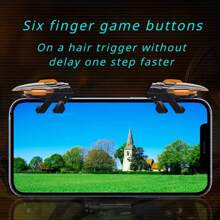 Mobile Game Trigger Controller, Six-Finger Gamepad Buttons, High-Sensitivity Joystick Aiming And Shooting L1 R1 Alloy Buttons, Compatible With Various Mobile Phone/Tablet Action Games
