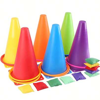1 set de 23 cm Cônes de formation de football avec logo en cercle, kit de cônes de formation colorés