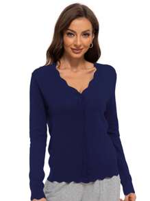 OUTBALL Women's Long Sleeve V-Neck Button Down Cardigan Shrugs Sweater