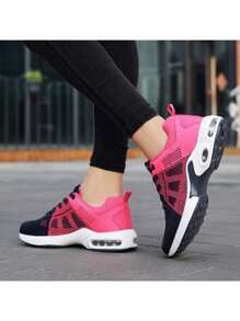 2024 女士休闲透气舒适空气垫轻便运动鞋，适合妈妈 - 玫紅色 - 查看 2