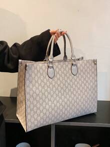 Túi Tote Cổ Điển Tối Giản Retro, Túi Xách Thời Trang Đa Năng Cho Quý Cô Sử Dụng Hàng Ngày Thường Ngày - Xám - Xem 1
