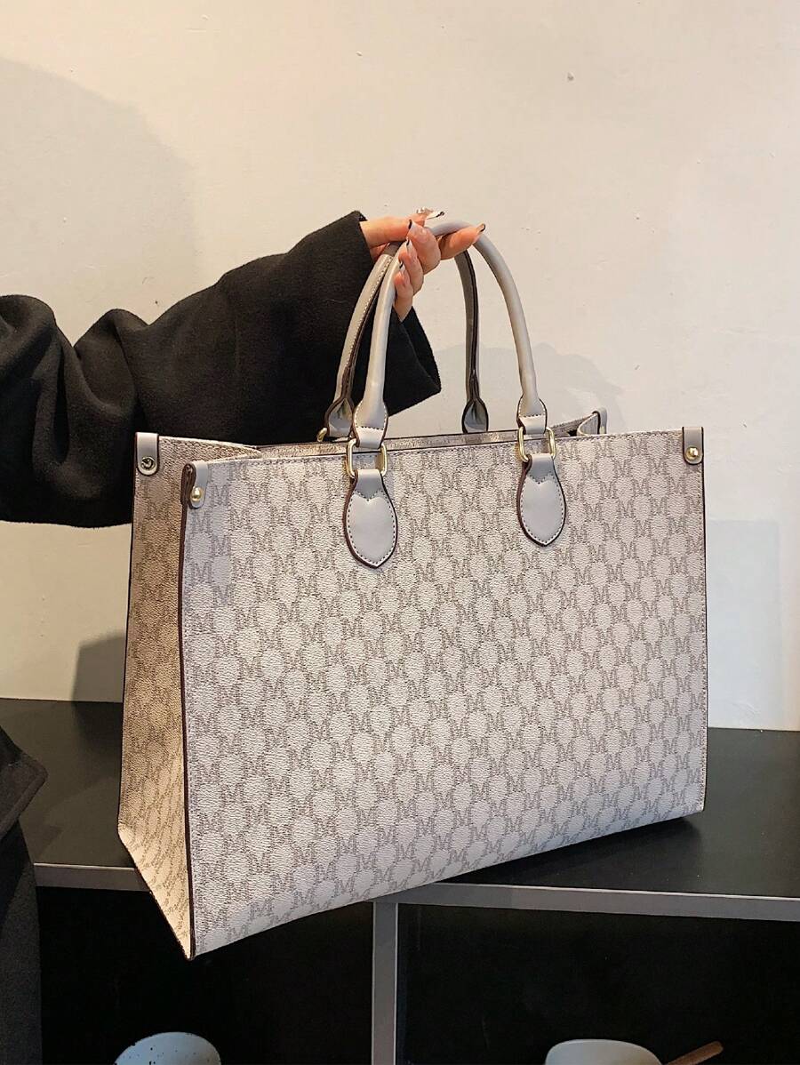 Túi Tote Cổ Điển Tối Giản Retro, Túi Xách Thời Trang Đa Năng Cho Quý Cô Sử Dụng Hàng Ngày Thường Ngày - Xám - Xem 1