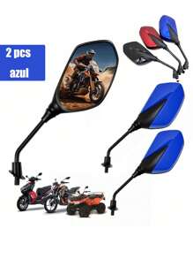 2pcs Universal Motorcycle Mirrors, Motorcycle Accessories, Motorcycle Rearview Mirror - 藍色 - 查看 1