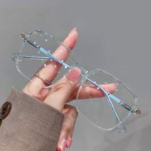 1 件男女眼镜防止视觉疲劳看电脑看电视玩游戏看手机透明镜片护眼时尚眼镜配件女士 - 藍色 - 查看 1