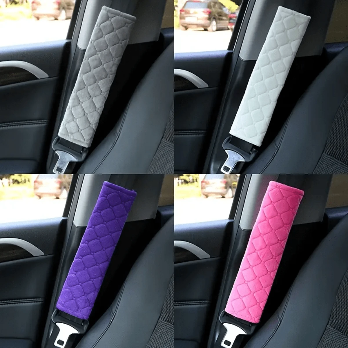 2 个柔软汽车安全带套，汽车安全带肩垫，适合汽车、卡车、成人、青少年的舒适肩垫 - 彩色 - 查看 1