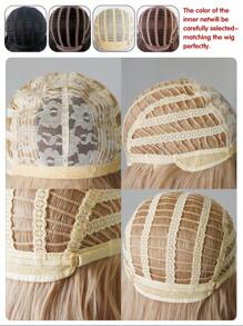 1 件合成耐热假发，颜色为玫瑰红/榛子灰棕/黑棕/亚麻金/暗粉色长卷发假发，长 26-28 英寸，由纤维制成，适合日常使用，自然逼真的假发。