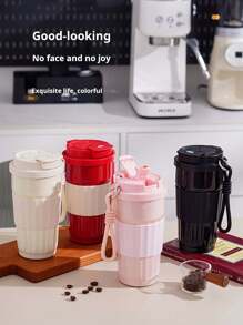 1 件保温旅行杯，便携式不锈钢时尚咖啡杯，适合男士和女士 - 彩色 - 查看 2