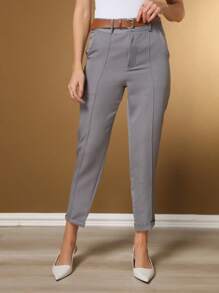 Women's Basic Straight Tailored Dress Pants - Grey - View 6