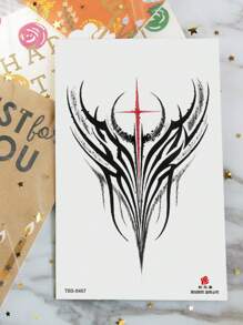 1 Sheets Big Size Body Art Temporary Tattoo Stickers For Women Or Men, Black Old School Style Neck Totem Pattern, Waterproof Fake Tattoo, Lasts 2-5 Days, Covering Scars, Can Be Used On Arms Wrist Shoulders Legs Waist Neck Hand Chest Thighs Finger Ankle, Suitable For Parties, Gifts, Vacations, Body Decoration