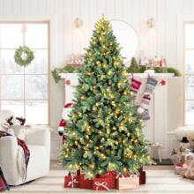 8 FT Prelit Artificial Skinny Christmas Tree,Blue Spruce Slim Pencil Xmas Tree With 1987 PE&PVC Mixed Branch Tips,500 UL Listed Clear Lights,Hinged Pine Tree With Metal Stand For Home Office Décor - US A Type Plug(110-127V) - View 2