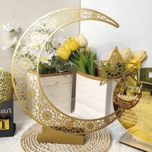 1pc Metal Hollow Out Moon And Star Ornament, Stainless Steel Moon And Star Combination Decoration Piece, Home Decor For Desk, Holiday Room Decoration Gifts Birthday Graduation E-I-D - Multicolor - View 9