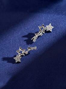 1 Piece Of Women's Pearl And Rhinestone Stud Earrings, Geometric Hollow Design, Alloy Material, Niche Design Earrings, Fashionable And Creative Jewelry, Suitable For Daily Wear By Women, Hoop Earrings, Women Earrings, Earrings Silver, Earrings Gold, Earrings Women, Exquisite Earrings Women Halloween