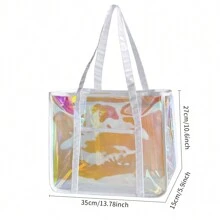 Toteprint Bolsa tote transparente arco-íris, alça de bolsa com zíper para trabalho, plástico transparente, transparente, feminina